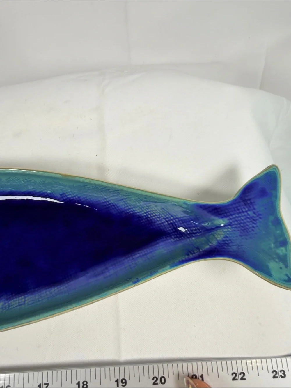 CRATE & BARREL Large Ceramic Dish Platter Fish Tropical Large Plate Nautical